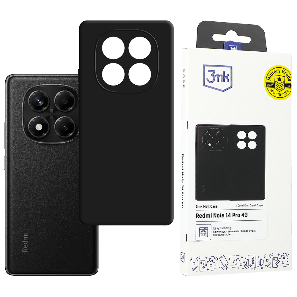 Etui matowe 3mk Matt Case do Redmi Note 14 Pro 4G, czarne.
